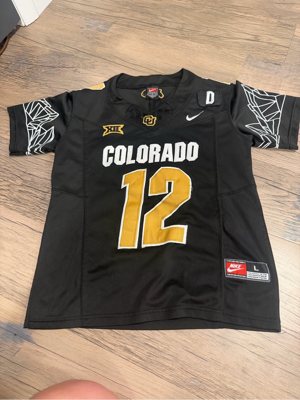 Nike Kids Travis Hunter Colorado Black and Gold Football Jersey #12